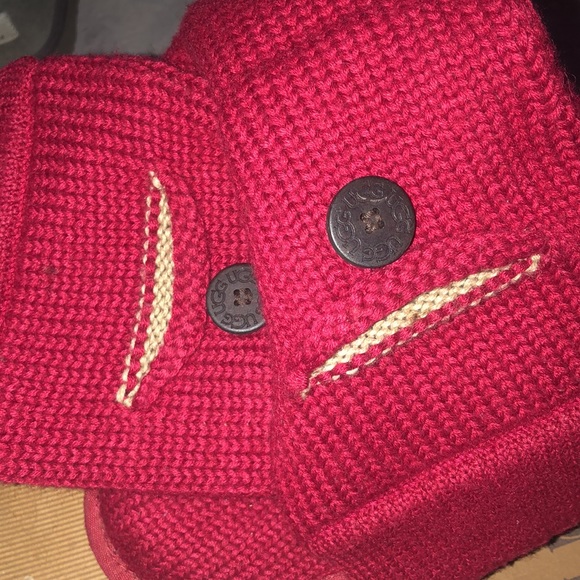 Ugg Australia winter boots pocket button knit size 7 women red - Picture 6 of 7